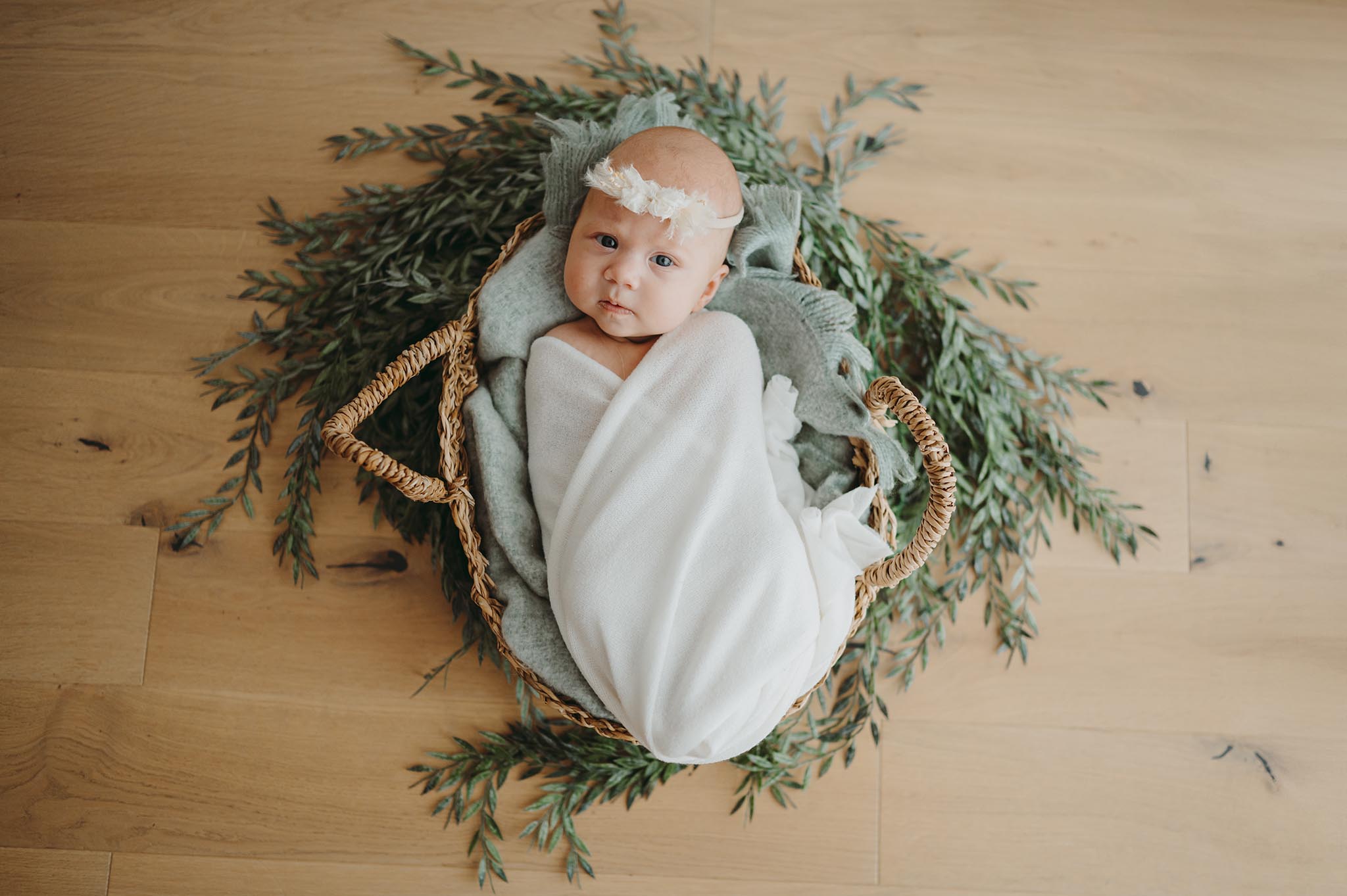 Photo d'un bébé dans un panier
